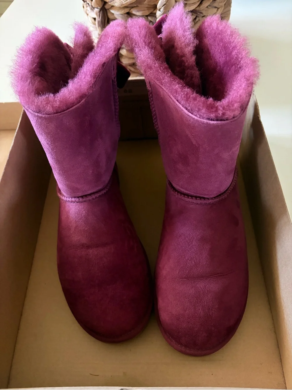 UGG Plum Shearling-Lined Short Winter Boots